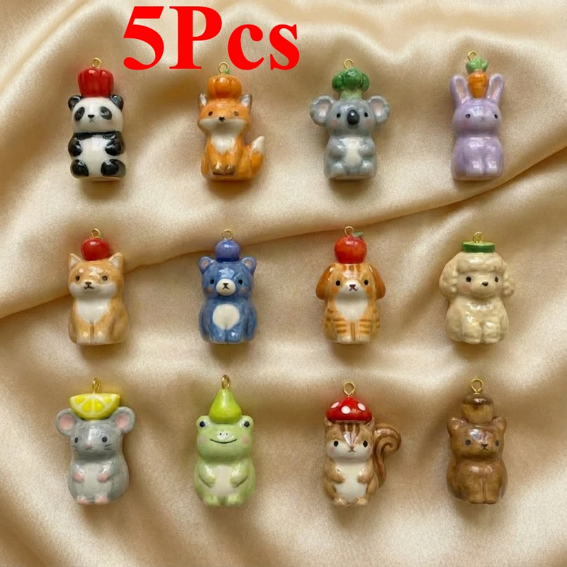 

5pcs Cute Cartoon Animal Enamel Charms Copper Gold-plated Pendant for Jewelry Making DIY Bracelet Necklace Earring Accessories