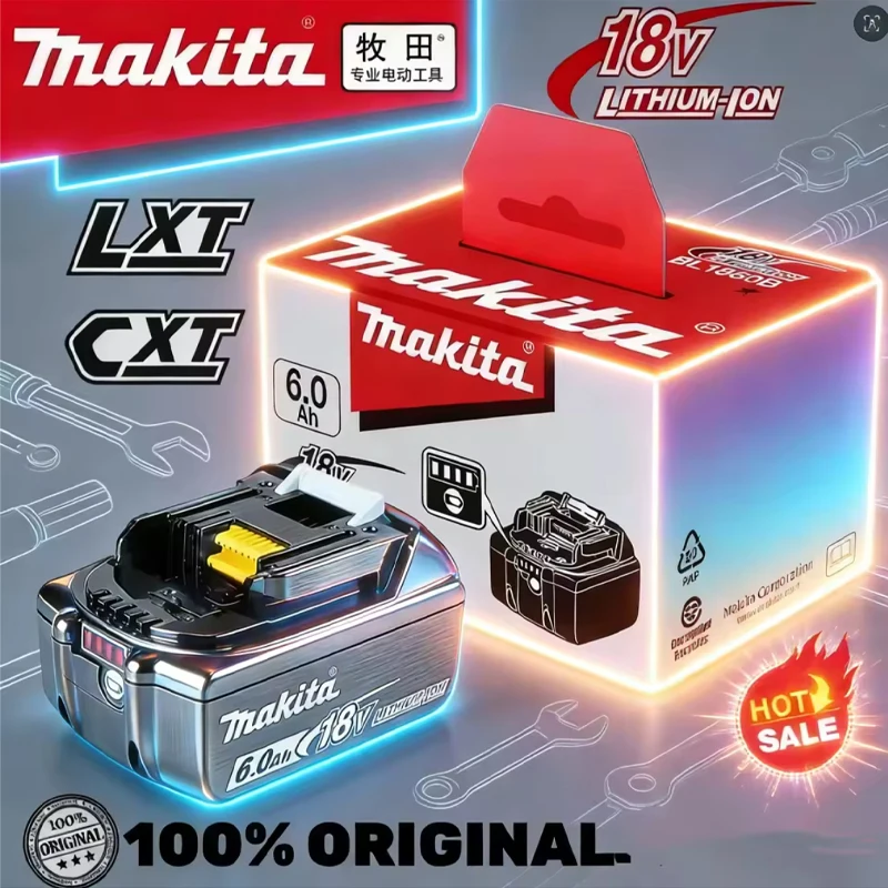 

Genuine 6AH makita BL1860 18V Battery Power Tools Li-ion Replacement LXT BL1850 BL1840 for 18V Screwdriver with BMS 18V