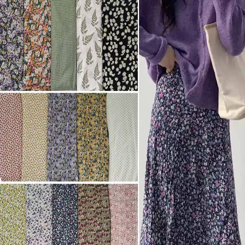 Non Transparent Printed Chiffon Fabric Sold By The Meter DIY Sewing for Dresses Shirts Garment Designer Material Cloth