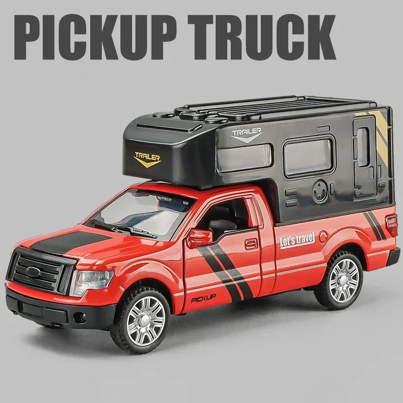 

1:32 Ford F150 RV Пикап из сплава, литая под давлением игрушечная модель автомобиля, звуковая и световая игрушка, коллекционные предметы, подарок на день рождения