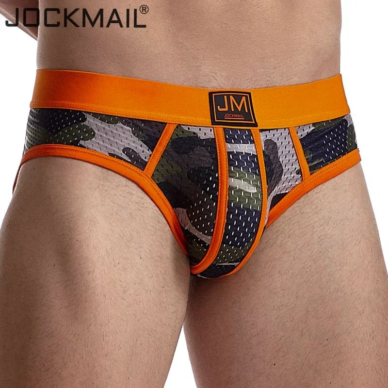 JOCKMAIL-ropa interior sexy gay para hombre, calzoncillos de malla de camuflaje, suspensorio de cintura baja transpirable, antideslizante