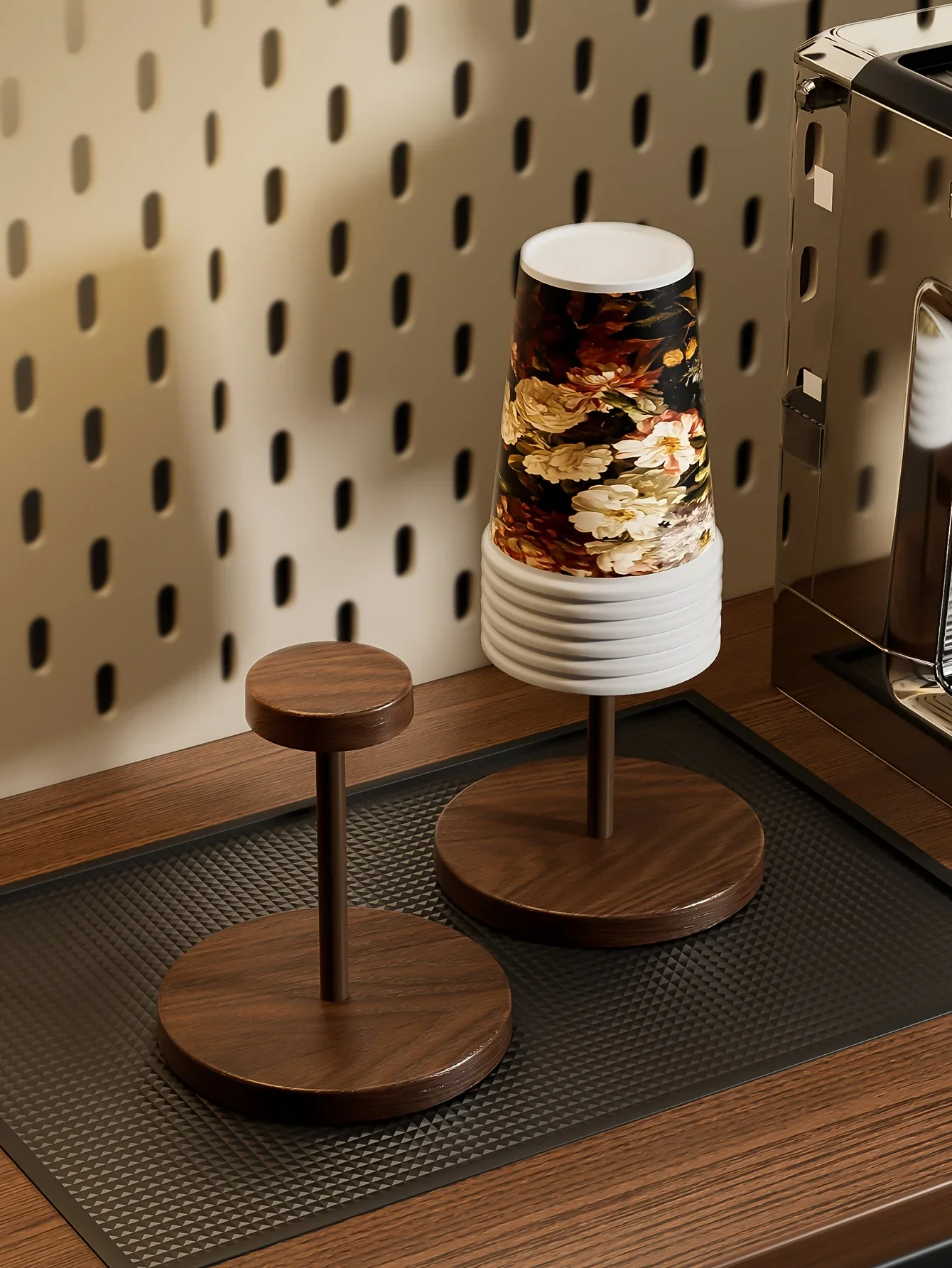 Walnussfarbener Holz-Einwegbecherhalter, Geeignet für Haushalts-Kaffeeecken, Küchen und Kleine Bartheken – Detail 8