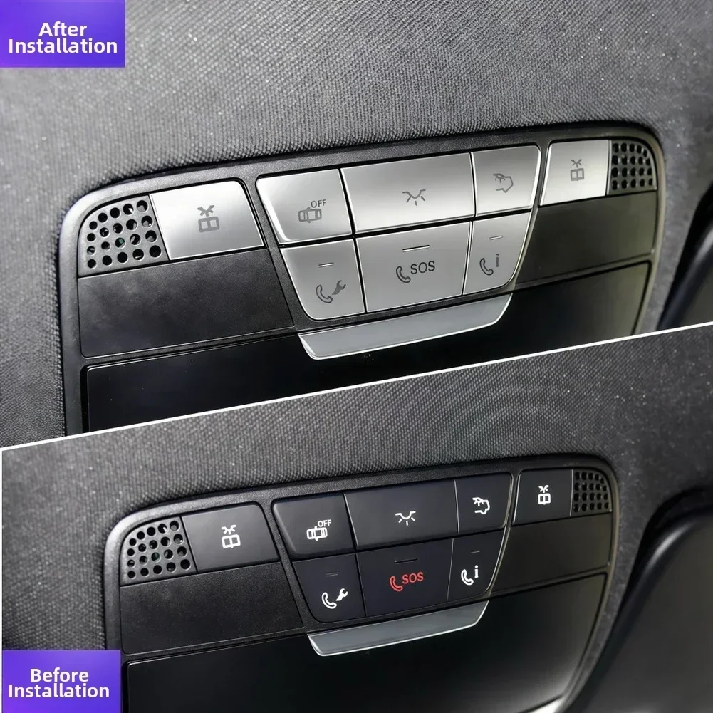9pcs Roof Reading Lamp Button Patch For Mercedes For GLC 2015-2022 For Mercedes For CLS 2018-2023 For Mercedes For EQC 2020-2022