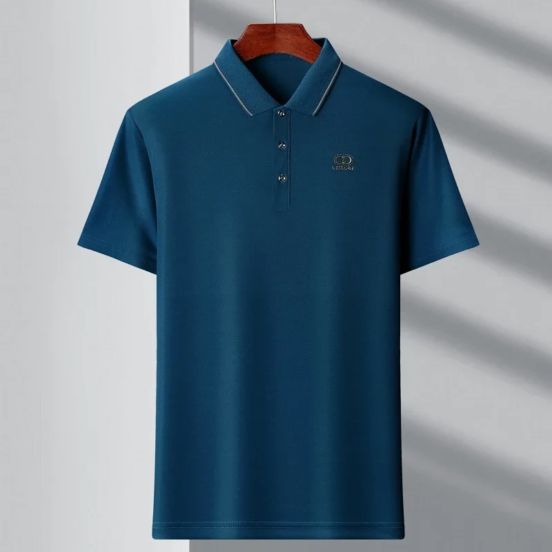 Summer New Product Men's High End Business Casual Solid Color Versatile Polo Shirt Short Sleeves Comfortable and Breathable