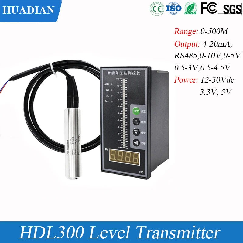 40M 4-20ma 0-5v RS485 hydraulic ss316l submersible ammonia water level sensor transmitter