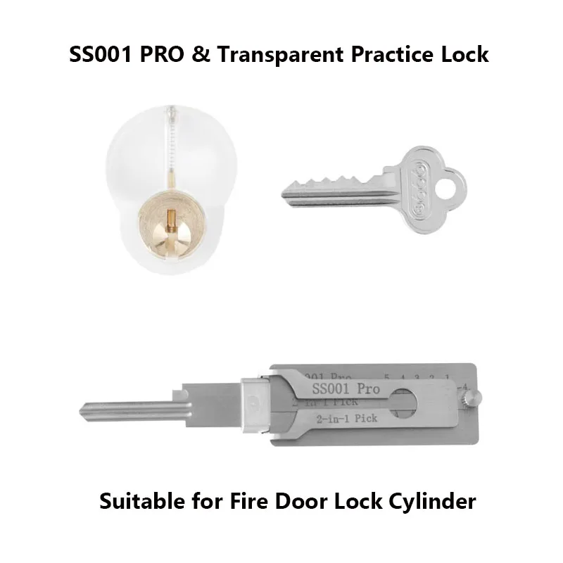 

Lockpick Tool 2-in-1 SS001 PRO of Good Quality with Practice Transparent Fire Door Lock Cylinder Opening Tool Stainless