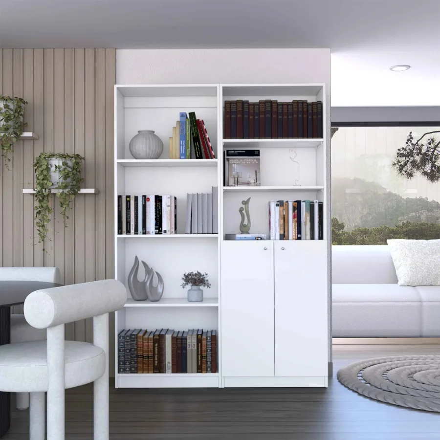 Veta 2 Piece Living Room Set with 2 Bookcases White