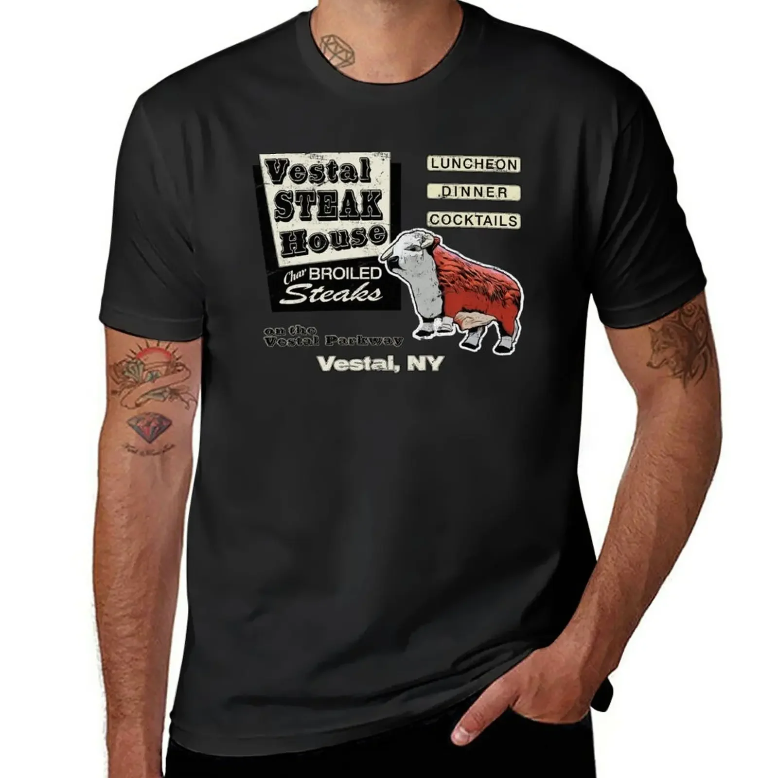 

New Distressed Vestal Steak House, Vestal, NY T-Shirt T-shirt for a boy oversized t shirt mens plain t shirts