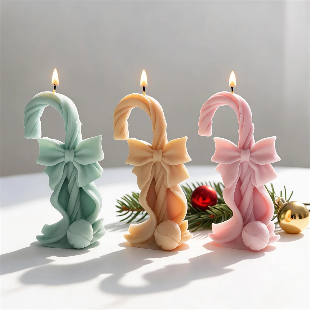 Stehende Weihnachts-Zuckerstangen-Silikonform, Zuckerstangen-Kerzenform, Seifen- und Beton-Silikonform, Weihnachtsdekoration für Zuhause aus Kunstharz