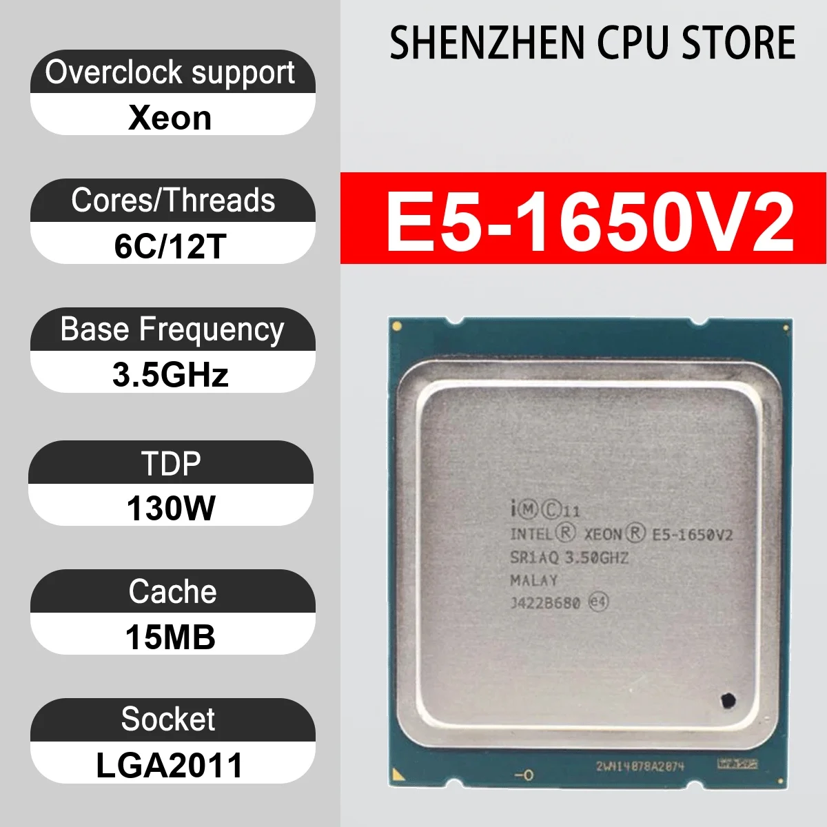 Intel Xeon E5-1650V2 6 Core 12 Thread 3.50GHz 130W 15MB Cache 22nm LGA2011 SR1A8 DDR3-1866 MHz Ivy Bridge-EP