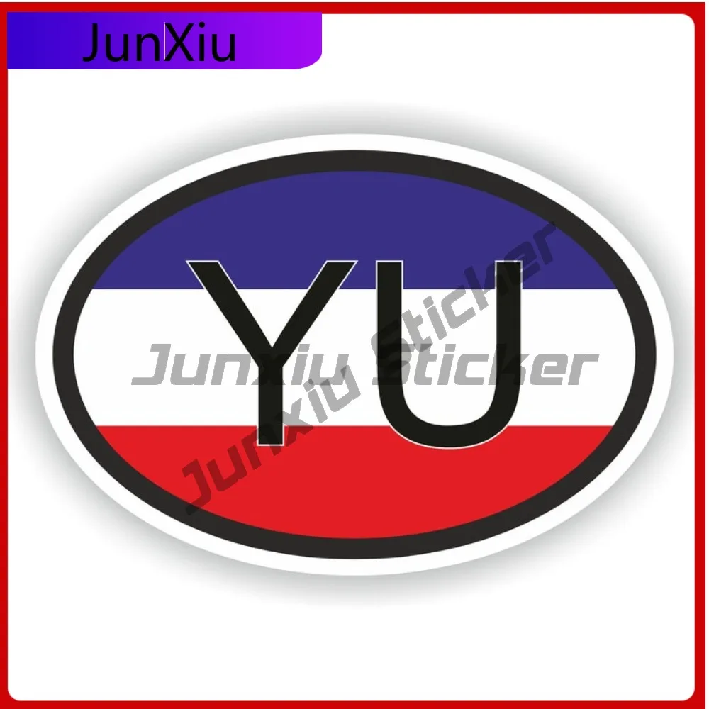 

Yugoslavia Country Code Yu Oval Sticker With Flag Waterproof Decals Rv Car Decoration Reflective Sticker Suv Window Refit Decals