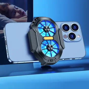 Dvojitý ventilátor pro mobilní telefon, zásuvný/dobíjecí ventilátor pro chlazení mobilního telefonu typu C s modrým světlem pro chytré telefony Android iPhone 10 nejlepší prodej mobilní chladič - №5