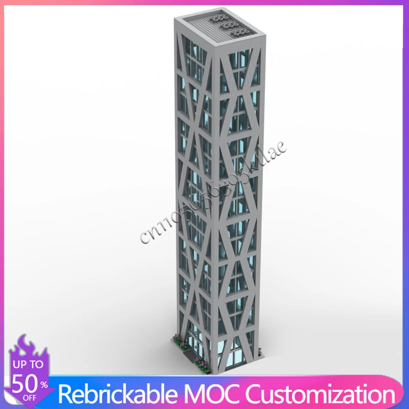 2173 PCS Customize Technology 16-storey High-rise Building Light Gray Creative House Street MOC Building Block Model Sets Gifts