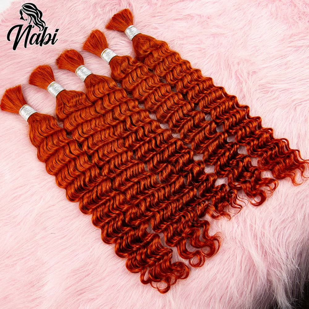 

Nabi Ginger Hair Bundles Braiding Extension Deep Wave Brazilian Human Hair Bulk No Weft Hair Extensions for Salon Weaving