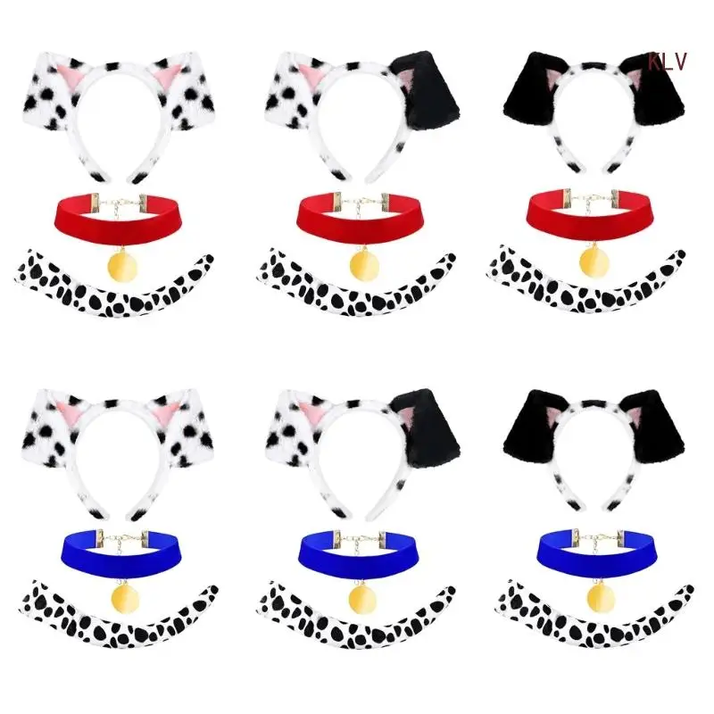 

3Pcs Halloween Dog Costume Set for Kid Adult Cosplay, Halloween Dog Costume Accessories with Headband, Tail, Dog Collar