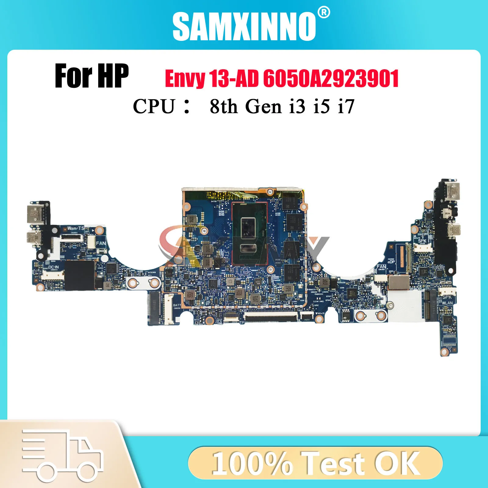 

6050A2923901 для ноутбука HP Envy 13-AD, материнская плата с процессором i5-8250U i7-8550U, 8 ГБ ОЗУ 939646-601 939648-601, 100% полностью протестировано