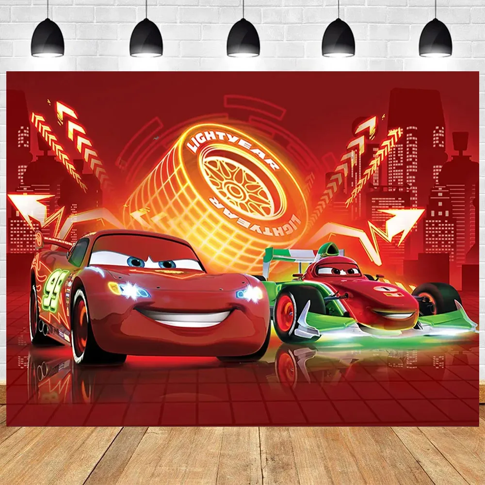 Filme mcqueen carros tema menino menina festa de aniversário fundo parede fotografia chá de bebê personalizado criança cartaz photo studio adereços