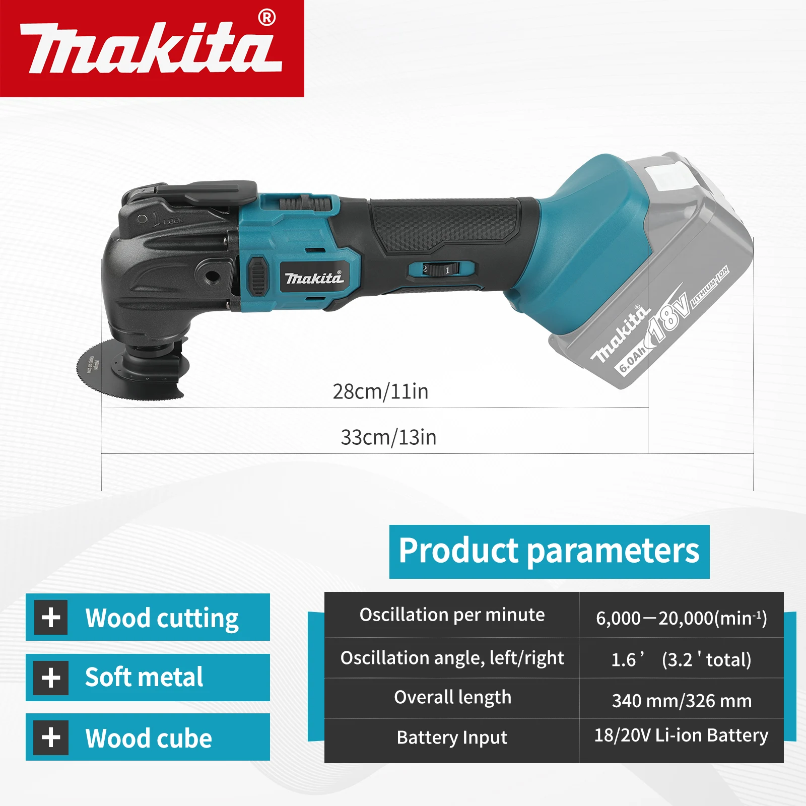 Makita DTM51 Oscillating Multi‑Tool Quick‑Change Lever Built‑in LED Light Auxiliary Handle Carpentry Home Renovation Power tools