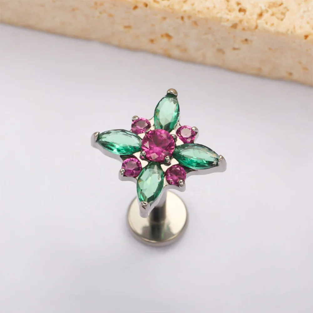 PUTITUP F136 التيتانيوم بأكسيد الحصان العين جولة أقراط مرصعة بحجر الزركون موضة الشرير نمط الأذن العظام الشفاه ترصيع هيئة ثقب المجوهرات #4