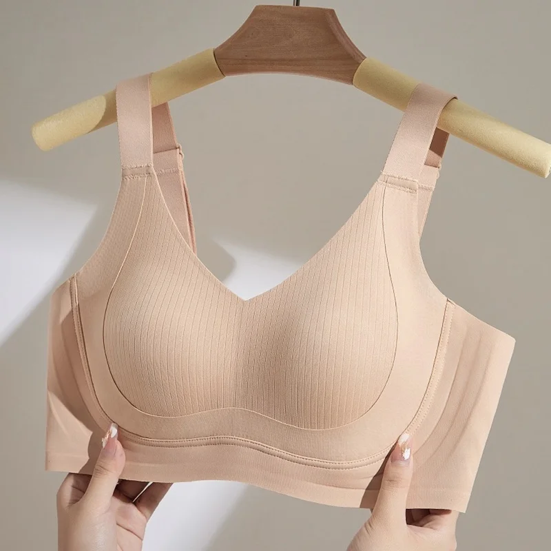 

Large size seamless underwear for women with large breasts, no wire rings, breast reduction, anti-sagging, thin soft support lif