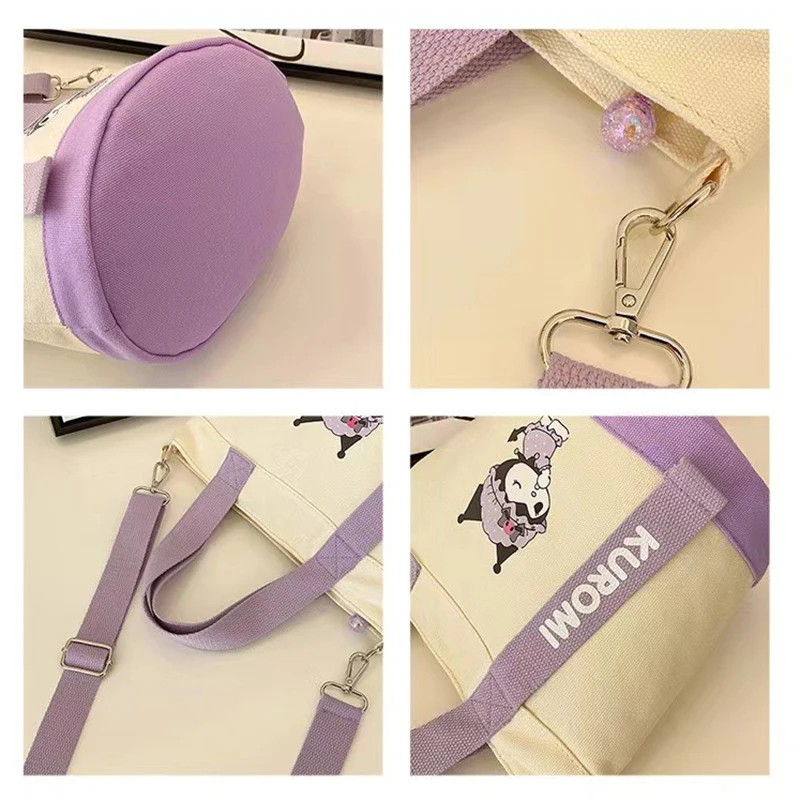 MINISO Cartoon płócienna torba na ramię ukośna torba z nadrukiem urocza torebka wiadro pojemna torba