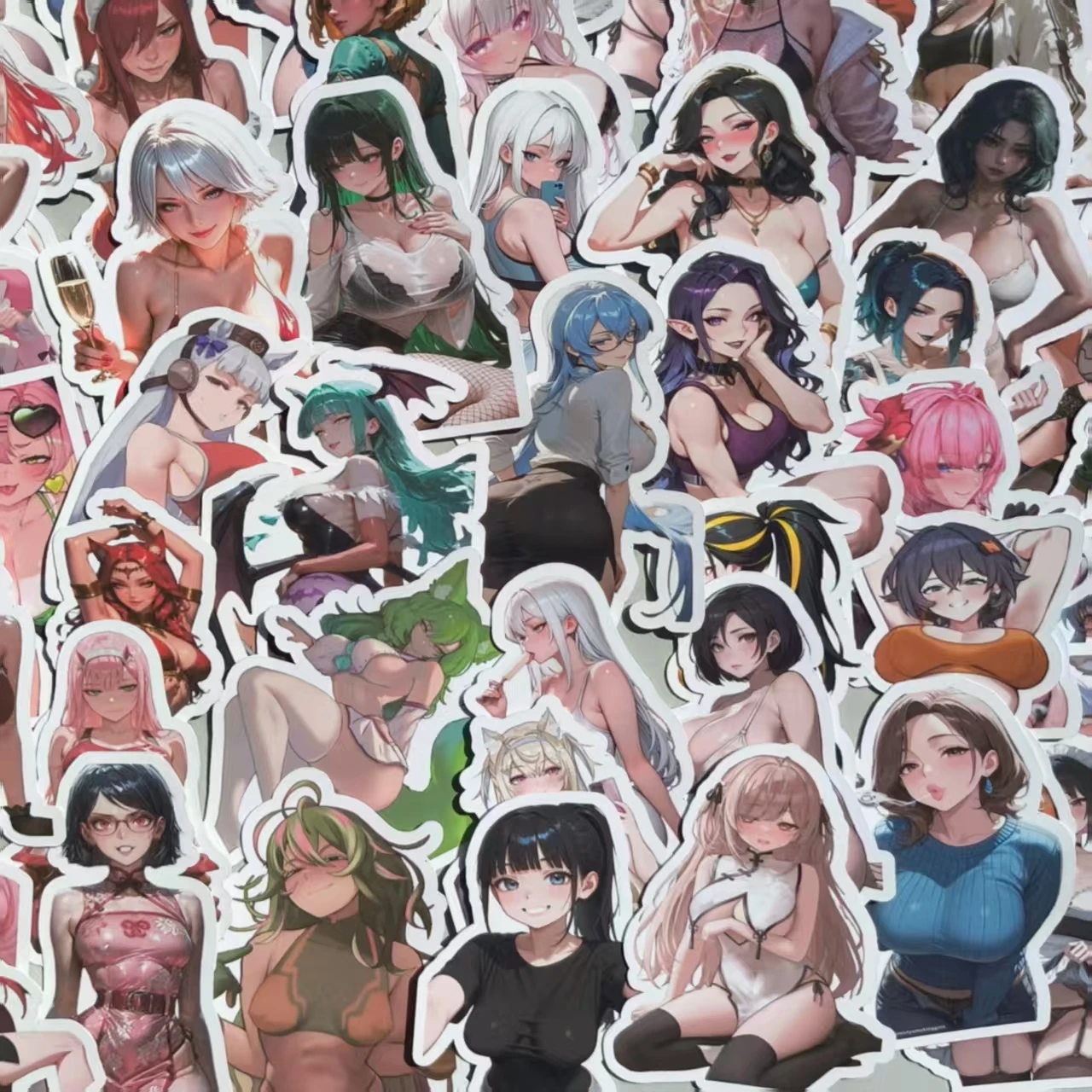 60PCS Anime Girl Stickers Hot Lady Vinyl Decals For Graffiti DIY Laptop Phone Book Bike Skate Man board Guitar Toys Men Adult