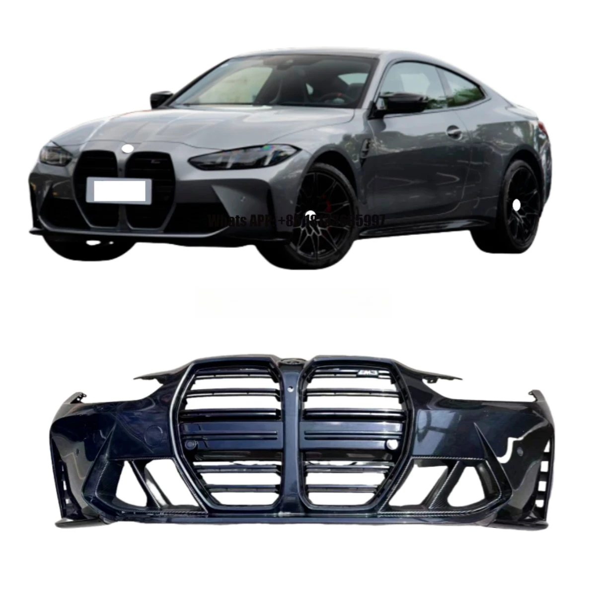 

For BMW 3 Series 4Series M3M4 Front Bumper Body Kit ABS Material Fog Light Cut-Outs Fits G80 M3 G82 G83 M4 Grille New Car Bumper