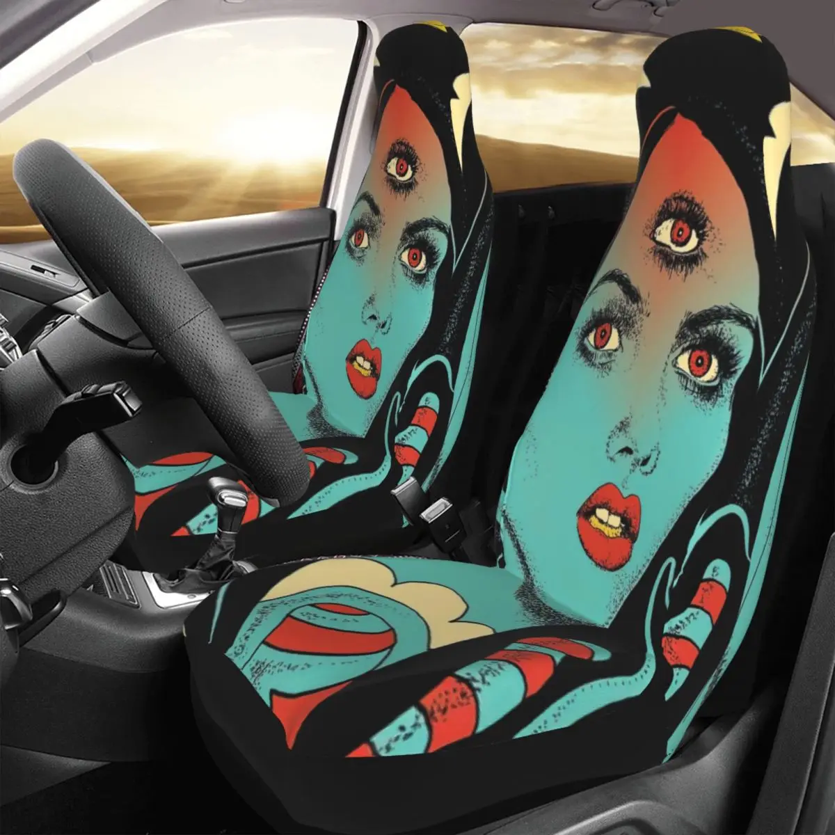 

Diviniation Car Seat Cover Custom Printing Universal Front Protector Accessories Cushion Set