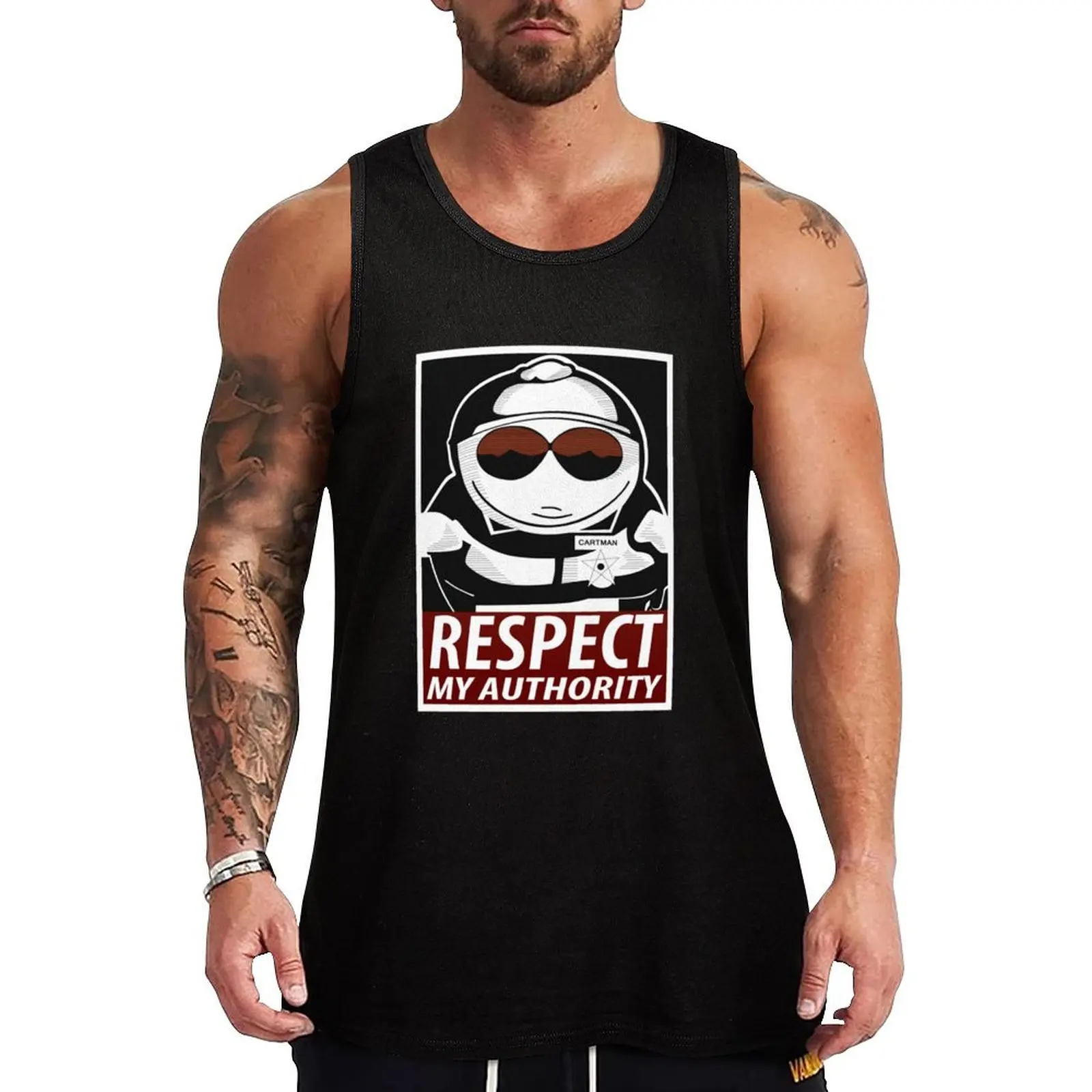 Respect My Authority - South Park Cartman Tank Top Sleeveless Gym Tank Top Fitness Training Quick Dry