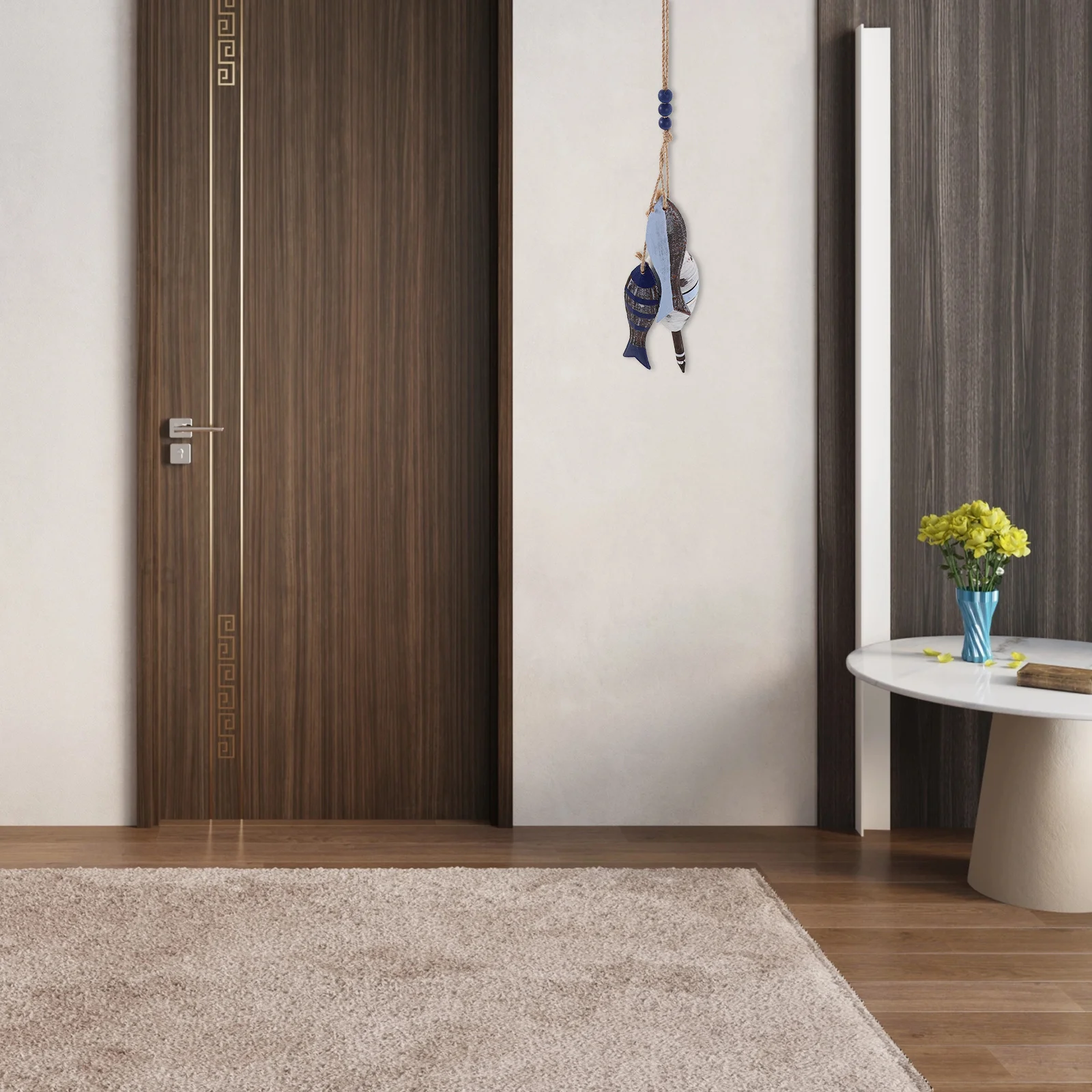 

Mediterranean Style Wooden Fish Wall Art Rustic Hand Carved Nautical Marine Decor Beach House Wall Hanging Ornament