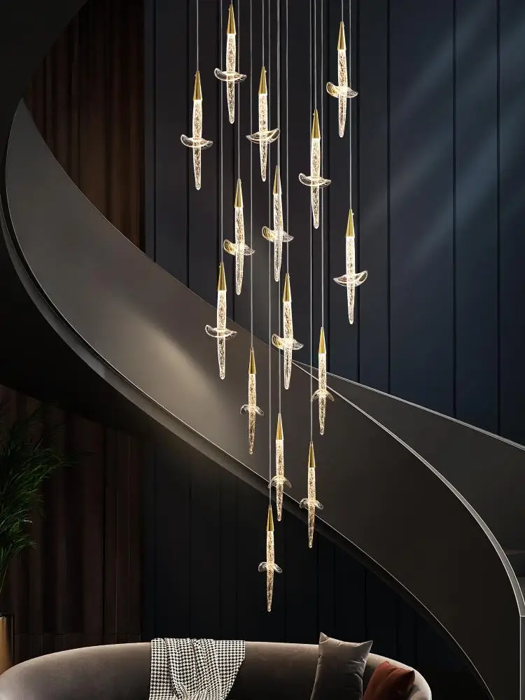 Nordic Bullet Chandelier Is Suitable For Restaurant Hotel Lobby Villa Luxury Duplex Staircase Light Indoor Gloss Lighting