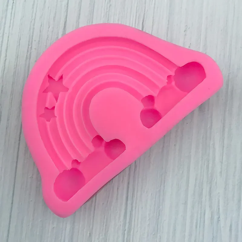 3D สวยช็อกโกแลต Rainbow Mould เค้กตกแต่งเบเกอรี่ Fondant พุดดิ้ง DIY ดินเรซิ่น Art รูปแบบเตาอบไอน้ําม