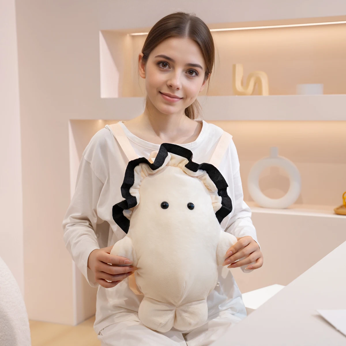 Una linda mochila de ostras suave y creativa para niños; un regalo de fiesta de cumpleaños para niños; decoración del hogar.