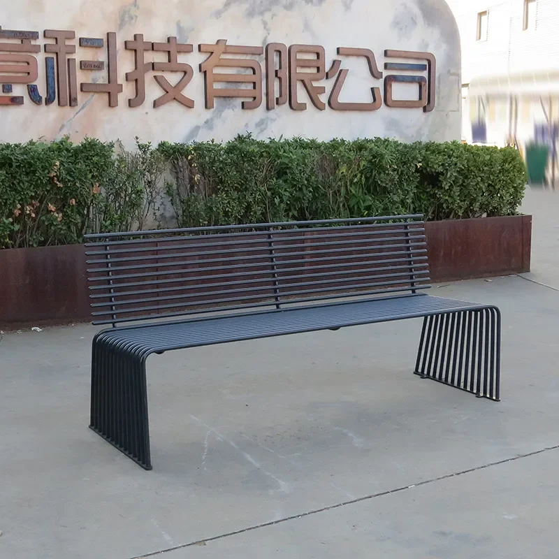Outdoor Iron Pipe Park Chair Square Commercial Landscape Seat Community Scenic Leisure Benches Batch Customization