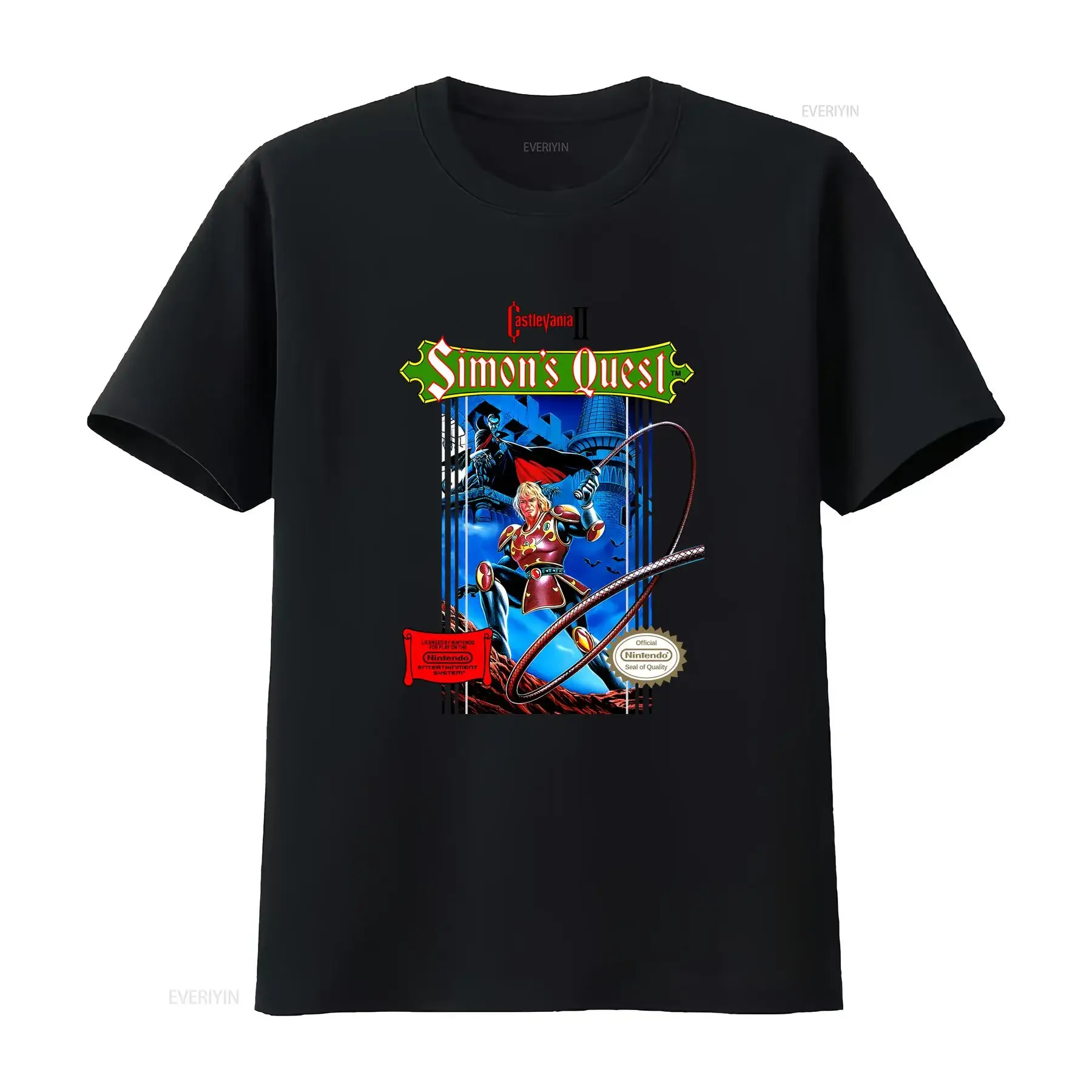 Simon's quest castlevania 2 caixa arte legal diversão crianças t camisa vintage lavado topo para uso diário confortável ligeiramente gráfico