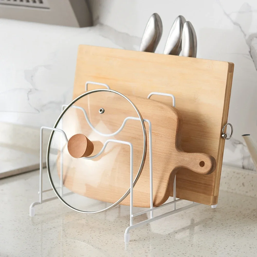 Chopping Board Stand Set Block Rack Holder Pot Lid Shelf Kitchenware Storage Rack Drying Draining Dishes Pan Kitchen Accessories