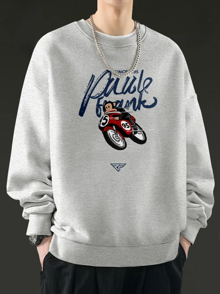 

Мужская толстовка с круглым вырезом, на флисовой подкладке, утепленная, свободного кроя, для зимы, повседневная, комфортная, теплая, из смесового хлопка и полиэстера