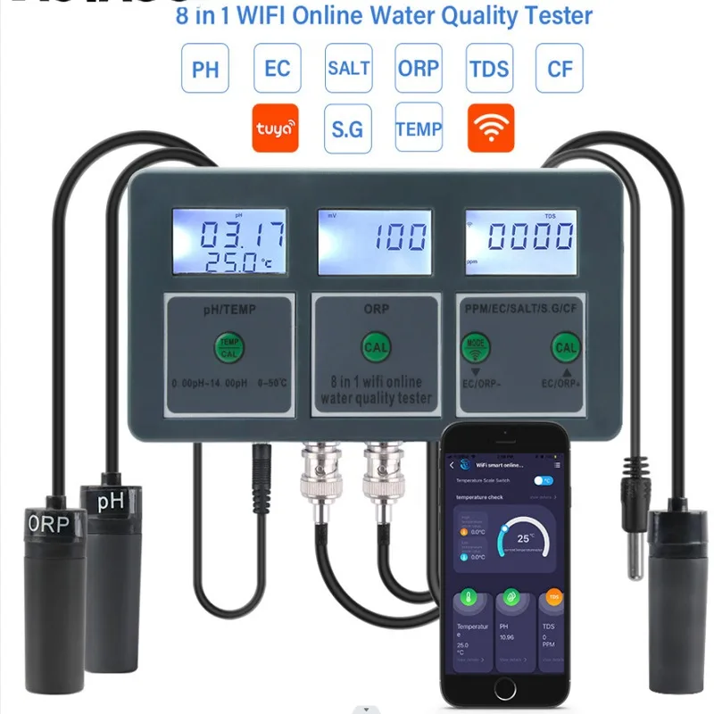 مراقبة جودة المياه 8 في 1 الزراعة المائية EC الموصلية خزان الأسماك تربية الأحياء المائية PH #2