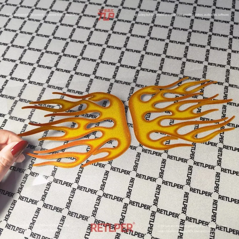 Retro Flame Vinyl Decals 2Pcs,Gradient Fire Stickers for Motorcycle Side Panel, Mudguard, Helmet & JDM Modification Decor