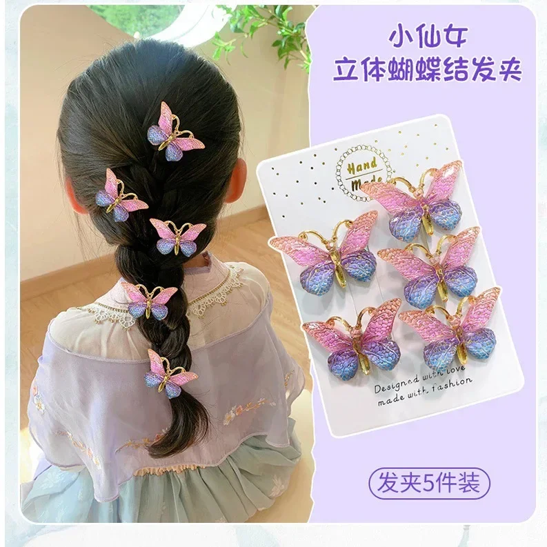 

5PCS Sweet Stereoscopic Color Gradient Cute Baby Hairpins Kids Hair Clips Children Headwear Princess Barrette Girls Accessories