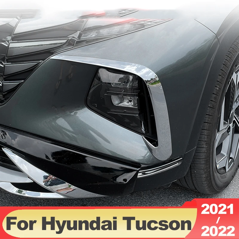 For Hyundai Tucson NX4 2021-2023 2024 Hybrid N Line Car Front Fog Lamp Eyebrow Wind Knife Cover Trim Strip Exterior Accessories