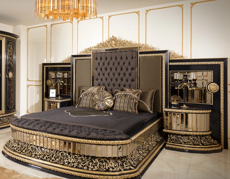 

Customized: European-style palace solid wood double bed, light luxury luxury villa bed, master bedroom, high-end atmosphere, 1.8