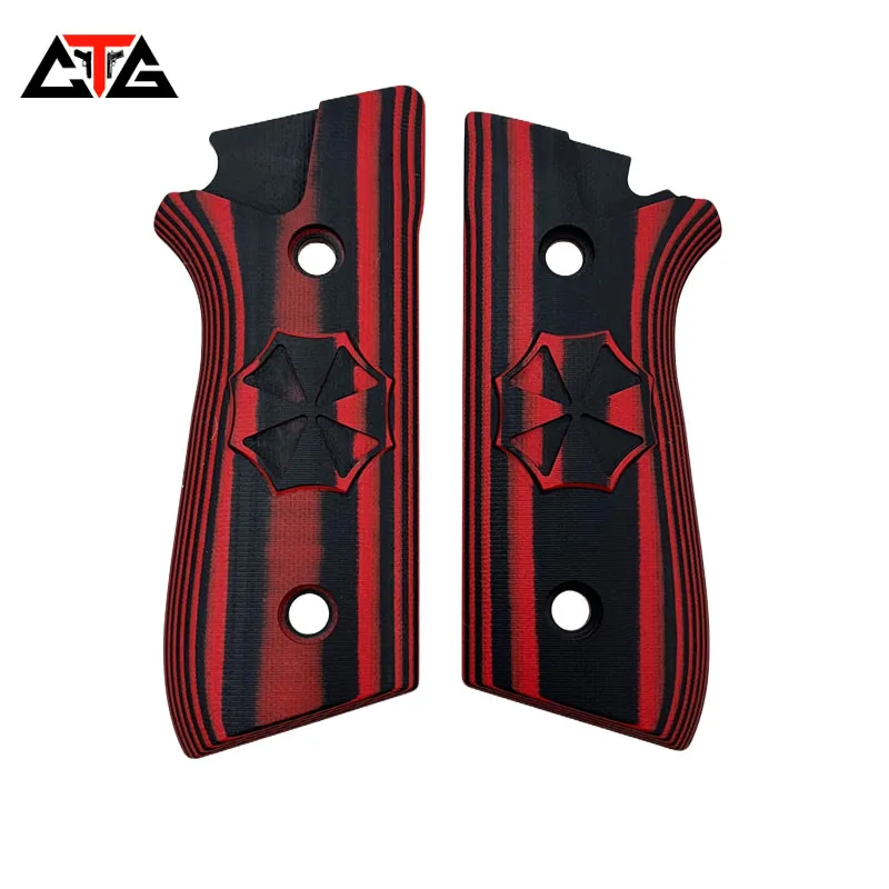 CTG G10 Grips for Taurus PT92 Textured Red/Black Color