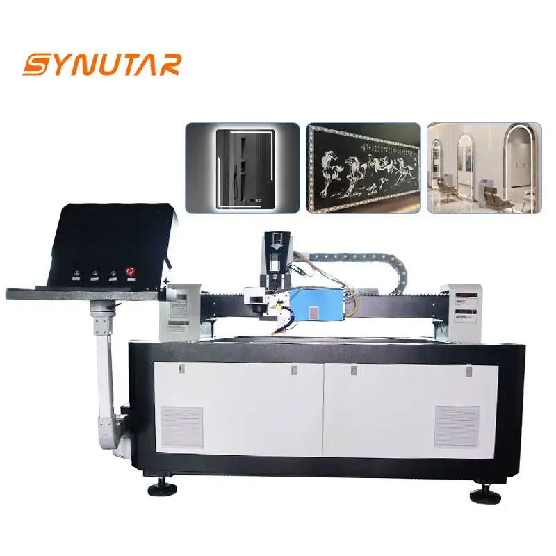 Foratura del vetro Incisione laser Pellicola Plotter per laminazione Attrezzatura per sabbiatura Macchina per glassa laser a specchio intelligente da 120 W