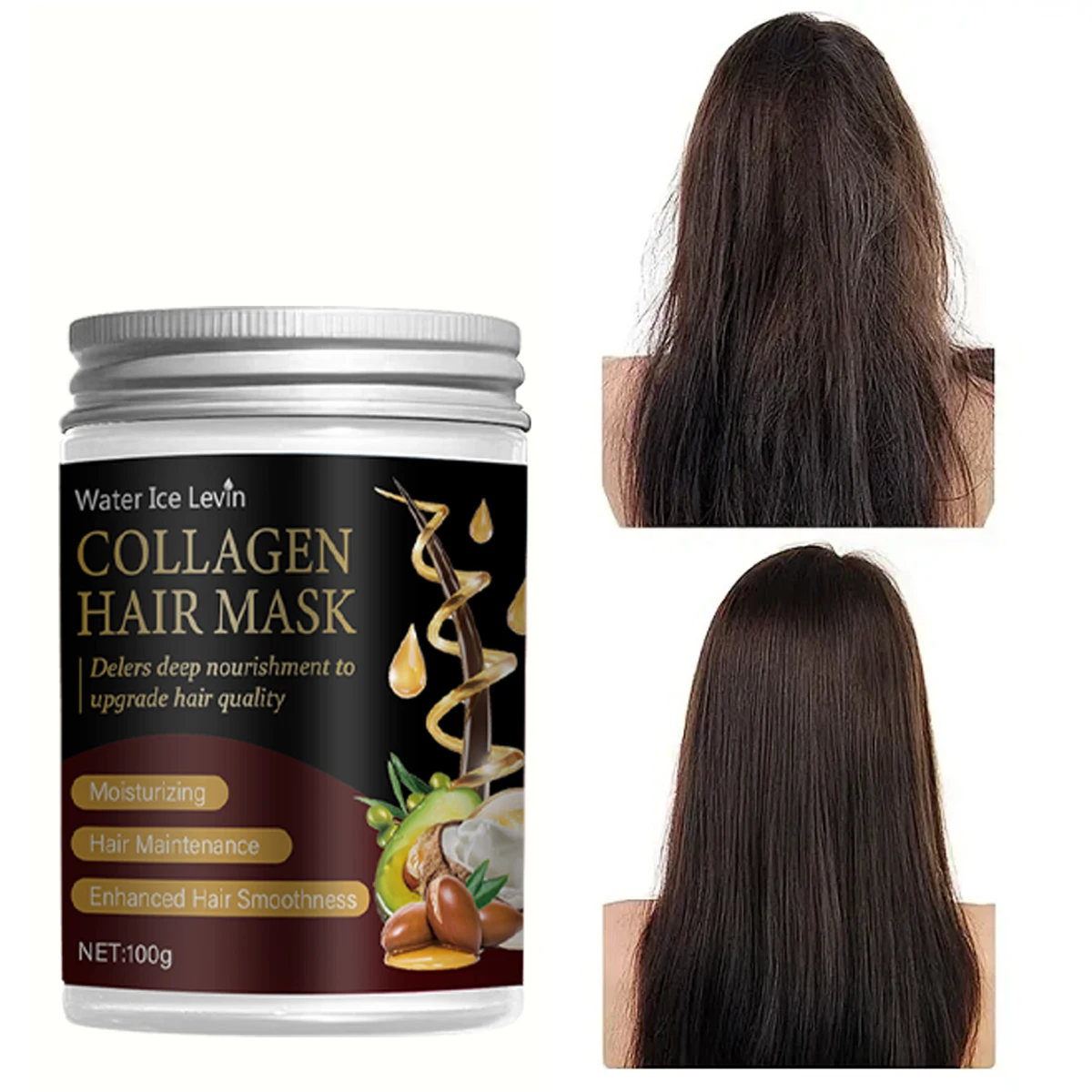 

Коллагеновая маска для волос с аргановым и кокосовым маслом — глубокое питание для повышения гладкости и влажности. Для мужчин и женщин