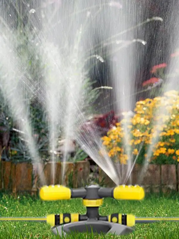 Garden Sprinklers 3 Arms & 4 Nozzles Large Area Coverage Watering Device Rotating Garden Sprinkler Lawn Watering Irrigation