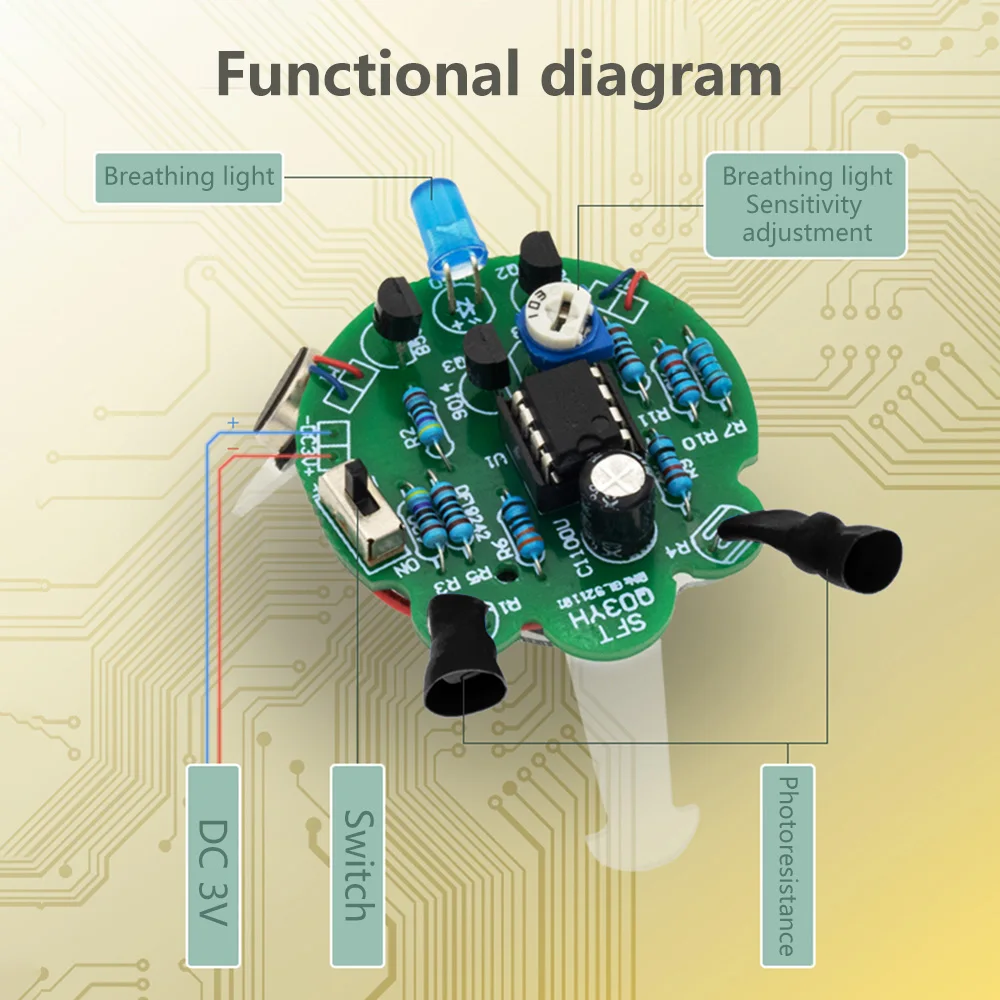 Photosensitive Mobile Robot Kit Firefly DIY Bulk Tail Breathing Light Fun Electronic Education Training