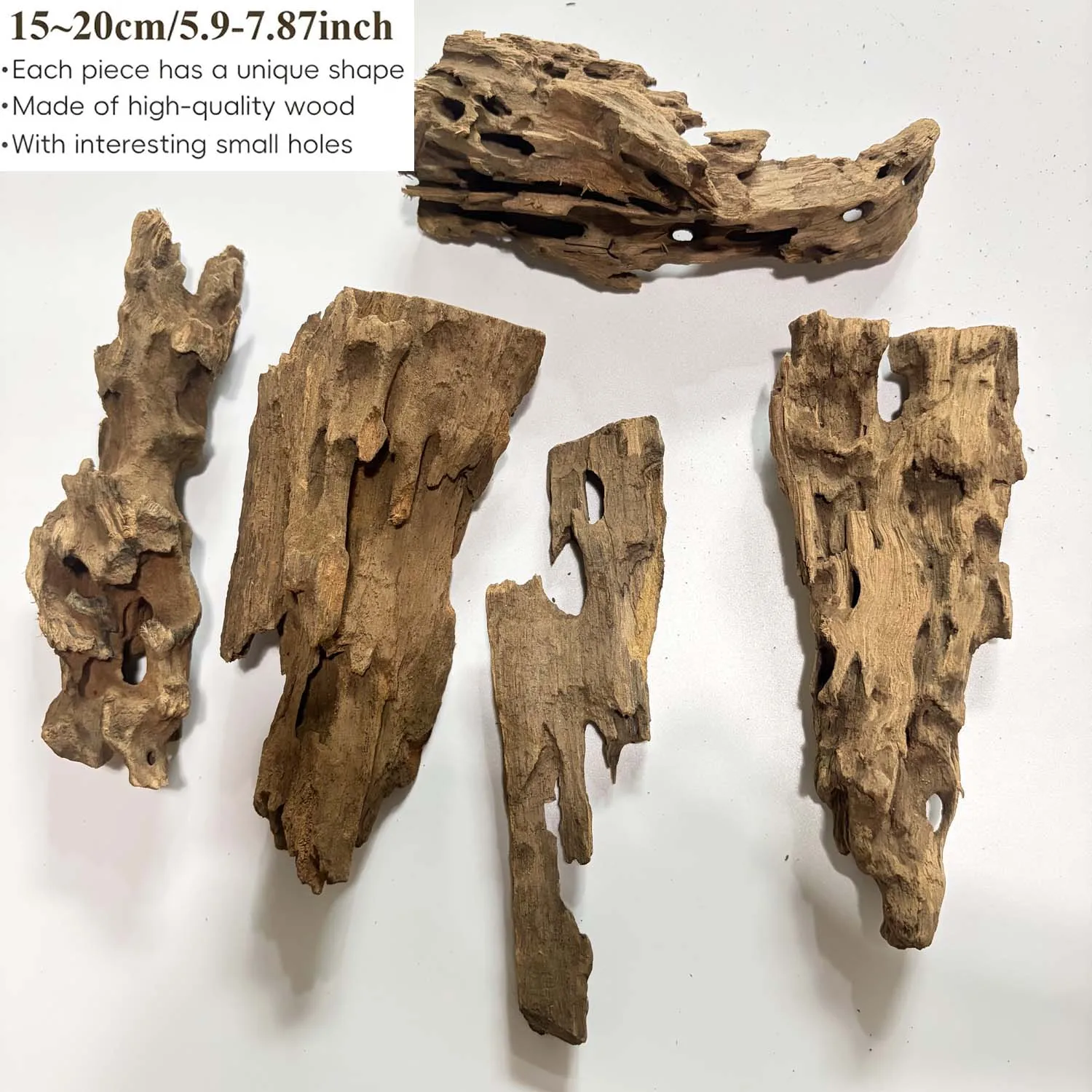 1/2 Stück Natur-Treibholz in zufälliger Form für Aquarien, Fischbecken, Reptilien-Terrarien – sinkbare Holzstämme als Habitat-Dekoration – Detail 2