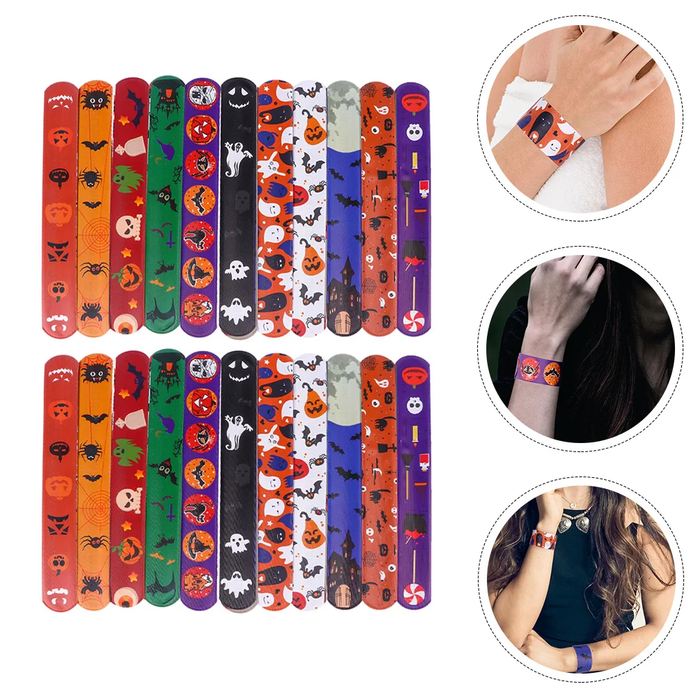 72 Pcs Halloween Toys Papa Circle Slap Bracelets Band Trick or Treat Gifts Cartoon Bands Animal Party Toddler