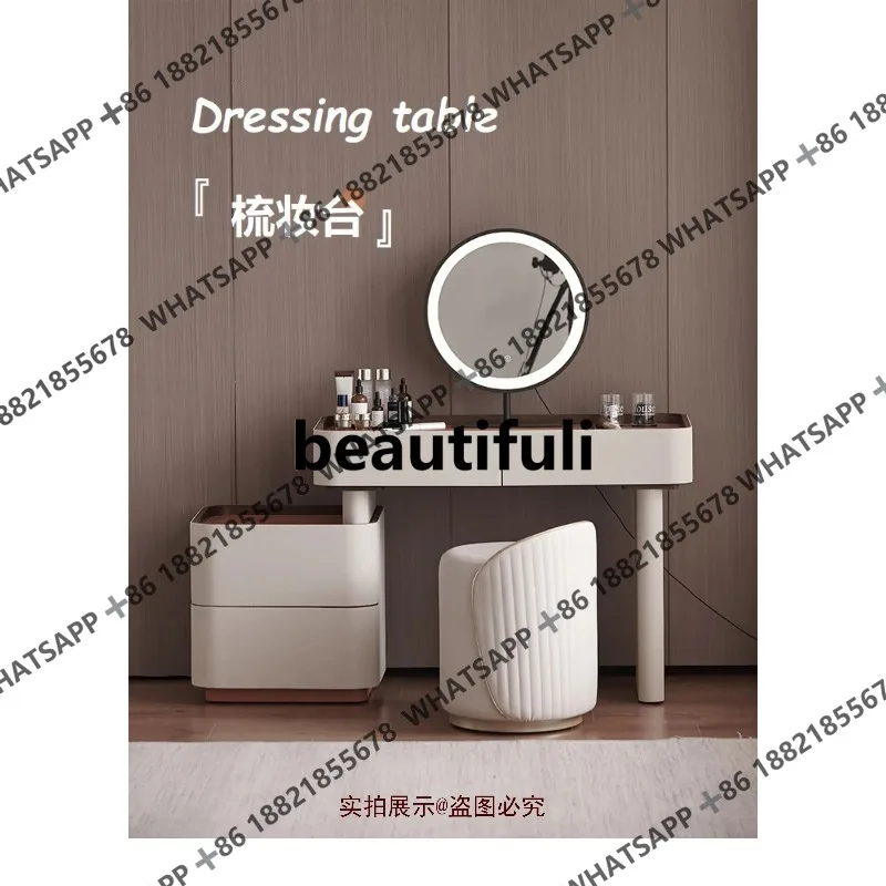 

Итальянский минималистичный кожаный выдвижной комод из цельного дерева, столик для макияжа